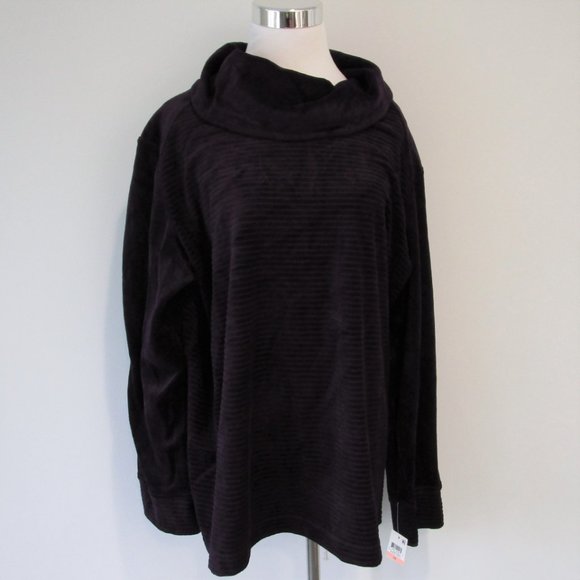 NWT Purple Velour Ribbed Cowl Neck Top Sweater - Picture 4 of 10